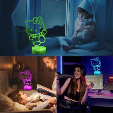 Colortown Cute Anime Night Light - 7 Color Remote Lamp