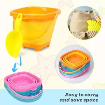 FUTUREPLUSX 34PCS Sand Toys for Kids, Collapsible Beach Toys Set Sandbox Toys with Mesh Bag Dinosaur Sand Molds for Toddlers Outdoor Travel