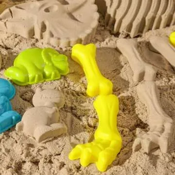 FUTUREPLUSX 34PCS Sand Toys for Kids, Collapsible Beach Toys Set Sandbox Toys with Mesh Bag Dinosaur Sand Molds for Toddlers Outdoor Travel