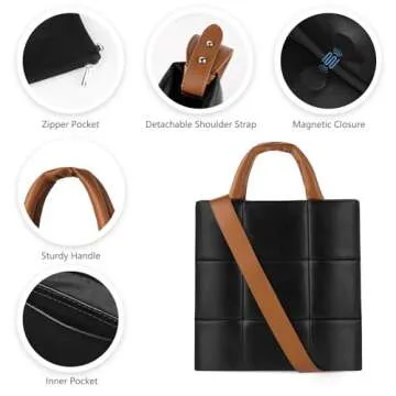 Stylish CANBOX Puffer Woven Tote - Versatile PU Leather Bag