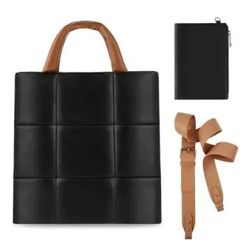 Stylish CANBOX Puffer Woven Tote - Versatile PU Leather Bag