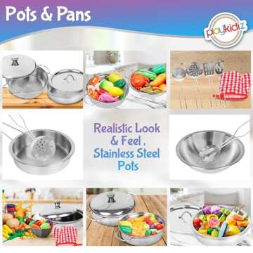 Playkidz Stainless Steel Toy Cookware Set for Kids