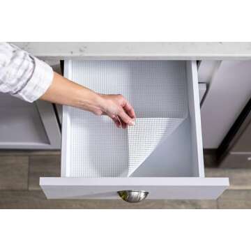 EasyLiner Select Grip Shelf Liner for Drawers & Cabinets - Easy to Install & Cut to Fit - Non Slip Non Adhesive Grip Shelf Liner for Kitchen Drawers, Bathroom, Pantry - 20 in. x 24 ft. - White