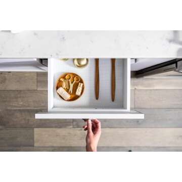 EasyLiner Select Grip Shelf Liner for Drawers & Cabinets - Easy to Install & Cut to Fit - Non Slip Non Adhesive Grip Shelf Liner for Kitchen Drawers, Bathroom, Pantry - 20 in. x 24 ft. - White