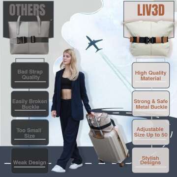 LIV3D Travel Belt for Luggage - Adjustable and Trendy - Luggage Strap for Bag Attachment Carrying Bag - Effortless Travel - Travel Smarter with Airport, Train Travel Accessories