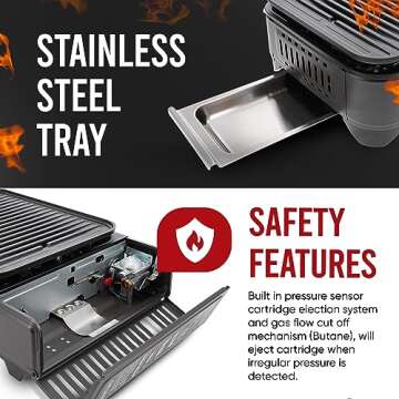 GasOne Propane or Butane Grill Stove GS-2400P Dual Fuel Portable Camping Grill Gas Stove with Carryi...