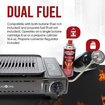 GasOne GS-2400P Dual Fuel Portable Camping Grill Stove