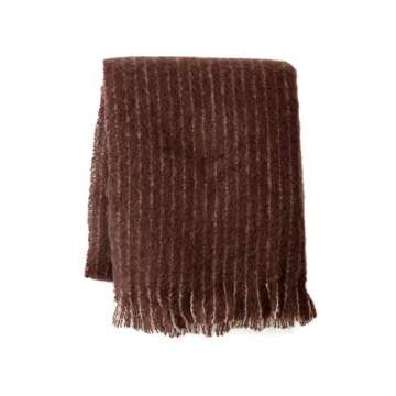 Belle Epoque Mohair and Wool Blend Throw - 50x70, Chocolate Pinstripe Comfort