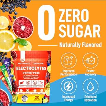 Keppi Keto Electrolytes Powder No Sugar - Made in USA - Advanced Hydration & Recovery - Raspberry Lemonade, Blueberry Pomegranate & Lemon Lime Flavors