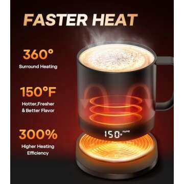 Self Heating Coffee Mug, 14 Oz Temperature Control Smart Mug, Double Sided & Real-Time LED Display, ...