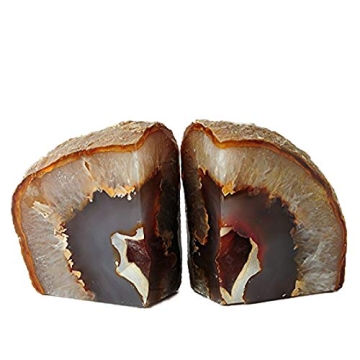 JIC Gem Natural Geode Bookends Decorative Agate Bookends Holders