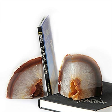 JIC Gem Natural Geode Bookends Decorative Agate Bookends Holders