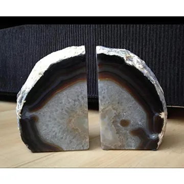 JIC Gem Natural Geode Bookends Decorative Agate Bookends Holders