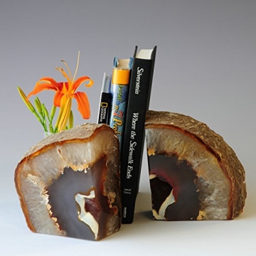 JIC Gem Natural Geode Bookends Decorative Agate Bookends Holders