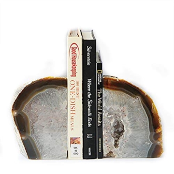 JIC Gem Natural Geode Bookends Decorative Agate Bookends Holders