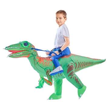 Minetom Inflatable Dinosaur Costume with LED Lights,Vivid Funny Inflatable Halloween Costume for Kid...