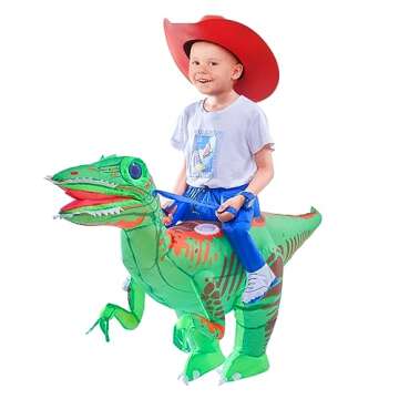 Minetom Inflatable Dinosaur Costume with LED Lights,Vivid Funny Inflatable Halloween Costume for Kids-Child (4-8 Yrs) Unisex