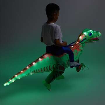 Minetom Inflatable Dinosaur Costume with LED Lights,Vivid Funny Inflatable Halloween Costume for Kids-Child (4-8 Yrs) Unisex