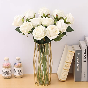 Cloudecor 15Pcs Realistic Velvet Artificial Roses for Gifts