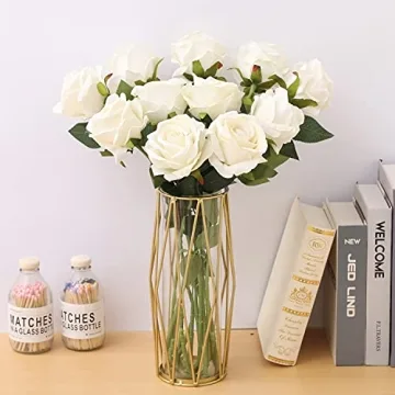 Cloudecor 15Pcs Realistic Velvet Artificial Roses for Gifts