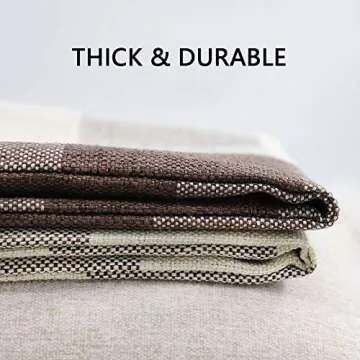 4TH Emotion Set of 2 Farmhouse Buffalo Check Plaid Throw Pillow Covers Cushion Case Polyester Linen for Home Decor Brown and Cream, 18 x 18 Inches