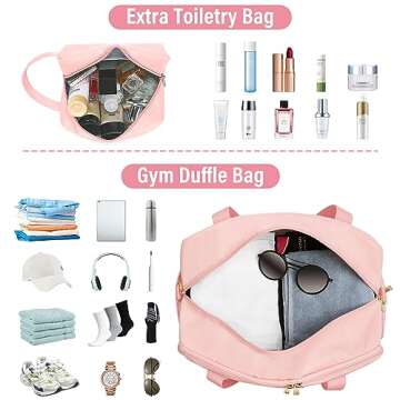 Sports Gym Bag for Women, Travel Duffle Bag with Shoe Compartment & Wet Pocket, Fitness Yoga Bag Weekender Overnight Bag Small