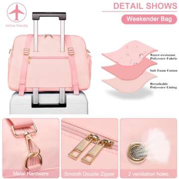 Sports Gym Bag for Women, Travel Duffle Bag with Shoe Compartment & Wet Pocket, Fitness Yoga Bag Weekender Overnight Bag Small