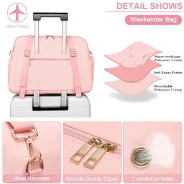 Sports Gym Bag for Women, Travel Duffle Bag with Shoe Compartment & Wet Pocket, Fitness Yoga Bag Weekender Overnight Bag Small