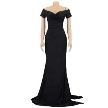 HRESSLBD Off Shoulder Cocktail Dresses for Women Evening Party, Elegant Black Formal Dresses for Women Evening Party, High Split Evening Gowns Formal Dresses (Black, M)