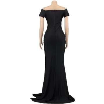 HRESSLBD Off Shoulder Cocktail Dresses for Women Evening Party, Elegant Black Formal Dresses for Women Evening Party, High Split Evening Gowns Formal Dresses (Black, M)