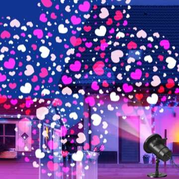 Lingvee Holiday Projector Light with Slides LED Projector Lights Outdoor Reflectors Waterproof Landscape Decorative Lighting Projection Lamp for Party(Valentine)