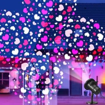 Lingvee Holiday Projector Light with Slides LED Projector Lights Outdoor Reflectors Waterproof Landscape Decorative Lighting Projection Lamp for Party(Valentine)