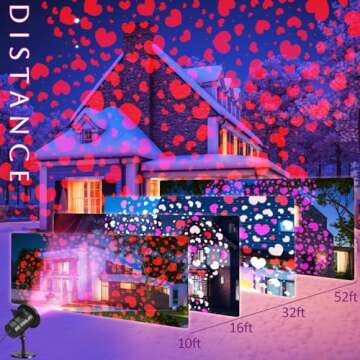 Lingvee Holiday Projector Light with Slides LED Projector Lights Outdoor Reflectors Waterproof Landscape Decorative Lighting Projection Lamp for Party(Valentine)