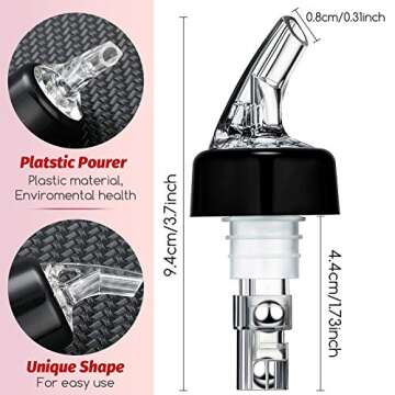 Automatic Measured Bottle Pourer Spout Liquor Pourers Bottle Jigger Quick Shot Spirit Measure, 1 oz/ 30 ml(Clear, Black,20 Pieces)