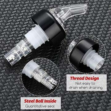 Automatic Measured Bottle Pourer Spout Liquor Pourers Bottle Jigger Quick Shot Spirit Measure, 1 oz/ 30 ml(Clear, Black,20 Pieces)