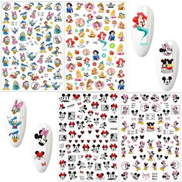 Cartoon Nail Art Stickers 3D Self-Adhesive Nail Decals Cute Cartoon Nail Stickers Nail Art Supplies ...