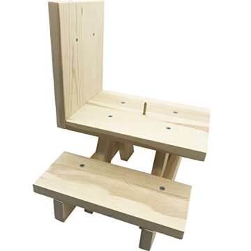Iceyyyy Squirrel Picnic Table Feeder for Outside, Hanging Mini Picnic Table for Squirrels, Natural Wood Finish Squirrel Corn Cob Holder with Screws for Tree Mount（Assembly Required）