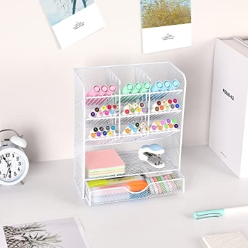 Spacrea Pen Holder Desk Organizer with 10 Compartments