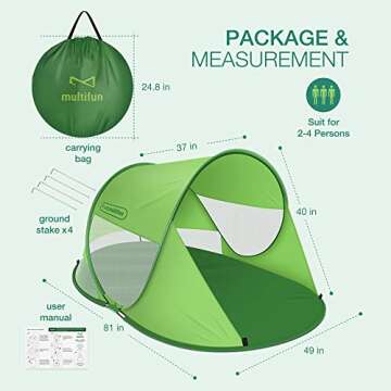 Multifun Beach Tent Portable Pop-Up Sunshade for All Outdoor