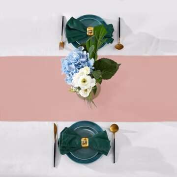 YUHX Pack of 10 Satin Table Runner 12 x 108 Inches Long, Rose Gold Table Runners for Wedding, Birthday Parties, Banquets Decorations（Rose Gold, 10 Pack）