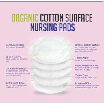 PureTree Organic Cotton Disposable Nursing Pads - for Breastfeeding (2 Boxes - 200 Pads)