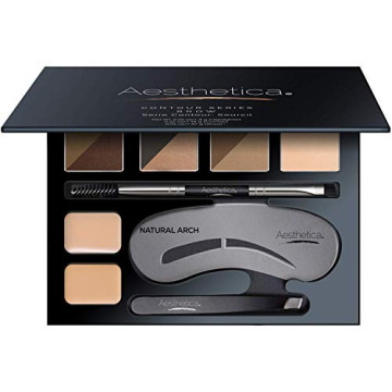Aesthetica Brow Contour Kit 16-Piece Eyebrow Makeup Palette Set 6 Eyebrow Powders, 5 Eyebrow Stencil...