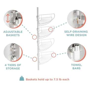 Versatile Zenna Home Tension Pole Shower Caddy