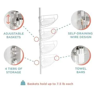 Versatile Zenna Home Tension Pole Shower Caddy