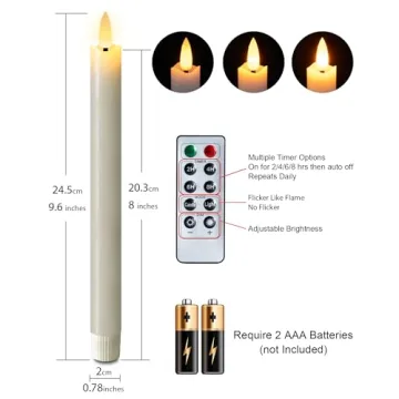 Homemory Flameless Taper Candles with Remote Timer