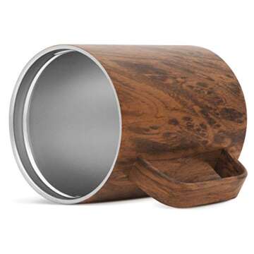 Simple Modern Scout Insulated Coffee Travel Mug Tumbler with Handle -Stainless Steel Cup with Lid for Men, Women 12oz Mug - Insulated Lid Pattern: Wood Grain