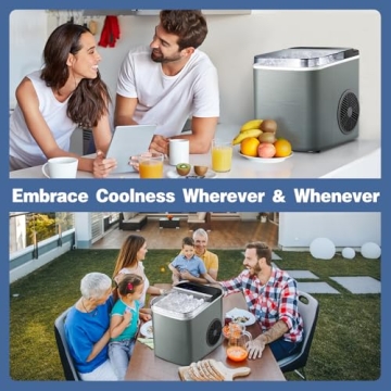 JINJUNYE Ice Maker Countertop 28Lbs/Day, 15H Timer, 9 Ice Cubes in 6 Mins, Self-Cleaning Portable Ice Makers 2 Size Bullet Cube, Ice Machine Maker with Scoop, for Home, Kitchen, Camping