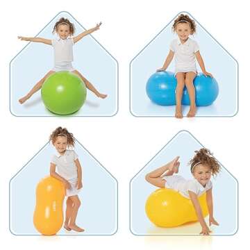 Milliard Peanut Ball Variety Pack - Approximate Sizes: Orange 23x12 inch (60x30cm) and Blue 31x15 inch (80x40cm) Physio Roll…