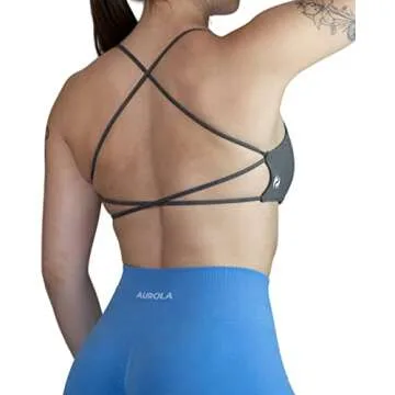 AUROLA Earth Workout Sports Bras Women Athletic Removable Padded Backless Strappy Criss Cross Light ...