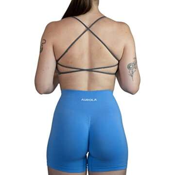 AUROLA Earth Workout Sports Bras Women Athletic Removable Padded Backless Strappy Criss Cross Light Support Gym Fitness Yoga Crop Bra